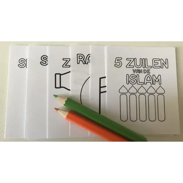 kleurplaatset 5 zuilen - Islamtoys.eu