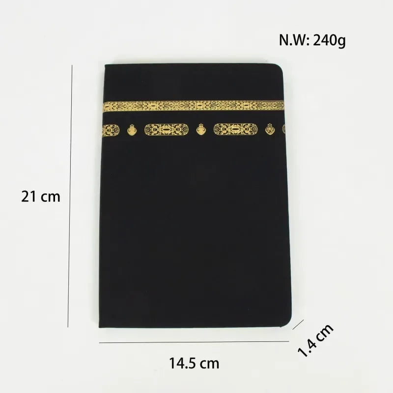 Notitieboek A5 – zwart met goudfolie Kaaba design - Islamtoys.eu