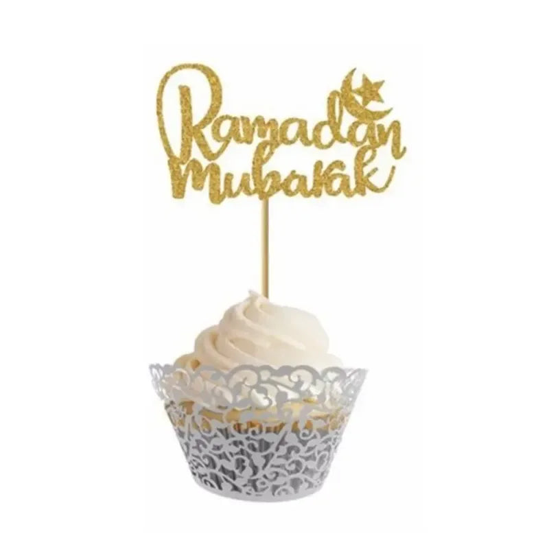 Ramadan Cupcake topper goud (10 stuks)