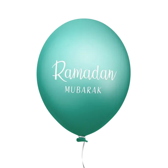 Ramadan mubarak ballonnen mint/goud (6 stuks) - Islamtoys.eu