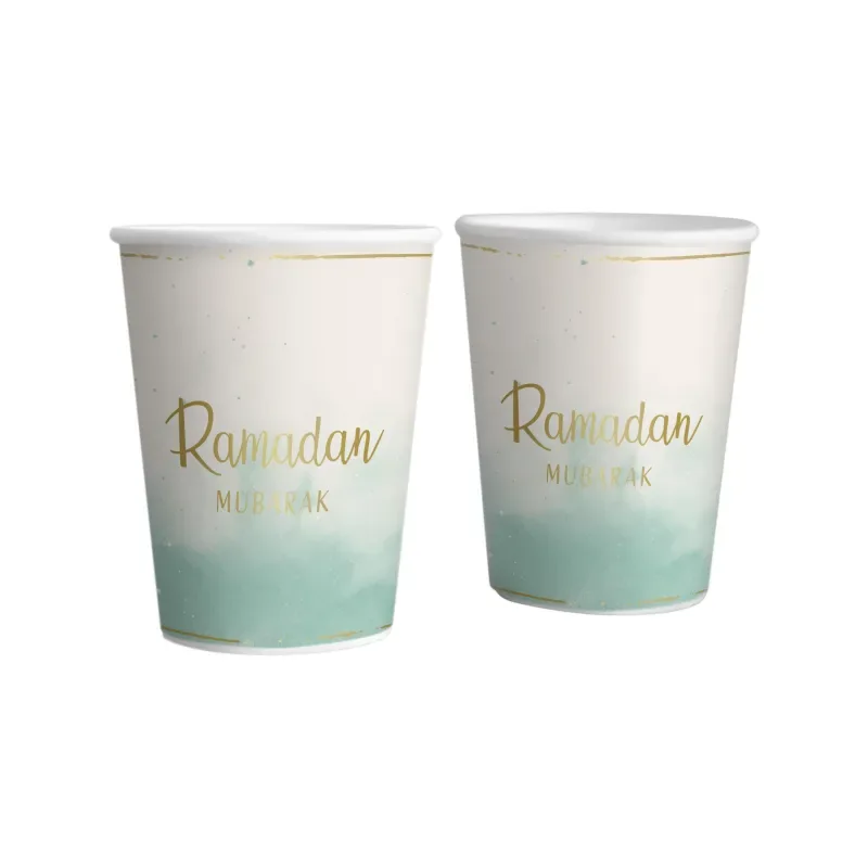 Ramadan mubarak bekers mint -(6 stuks)
