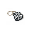 Zwarte sleutelhanger met witte letters hard pray harder voor motivation en inspiratie