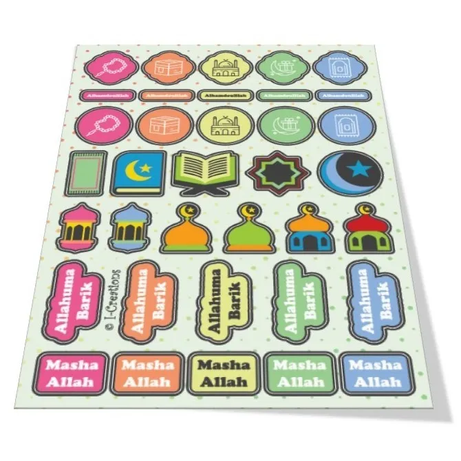 Kleurrijke beloningsstickers kids dots met islamitische motieven