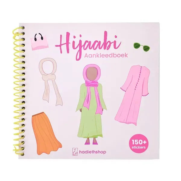 Hijaabi aankleedboek roze + 150stickers - Islamtoys.eu