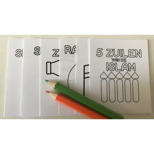 Kleurboekje + kleurpotloden 5 zuilen - Islamtoys.eu