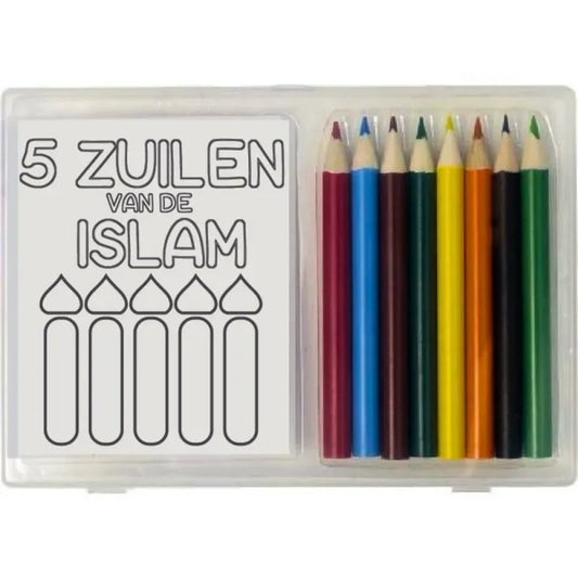 Kleurboekje + kleurpotloden 5 zuilen - Islamtoys.eu
