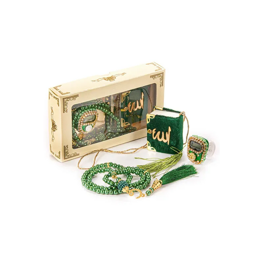 Mini Cadeauset koran/tasbih -groen - Islamtoys.eu