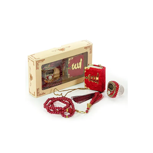 Mini Cadeauset koran/tasbih -rood - Islamtoys.eu