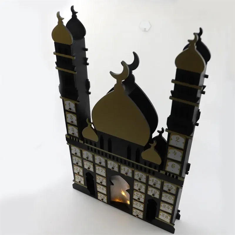 Ramadan Luxe houten kalender met LED licht (verkrijgbaar in wit of Zwart) -Variant2 - Islamtoys.eu