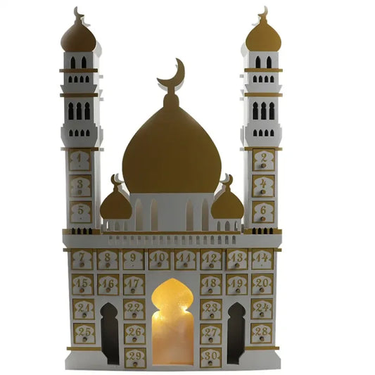 Ramadan Luxe houten kalender met LED licht (verkrijgbaar in wit of Zwart) -Variant2 - Islamtoys.eu