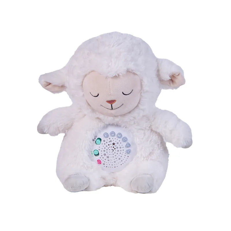 Witte plush lam toy Sheepy met decoratieve buik voor multifunctionele slaaphulp baby’s