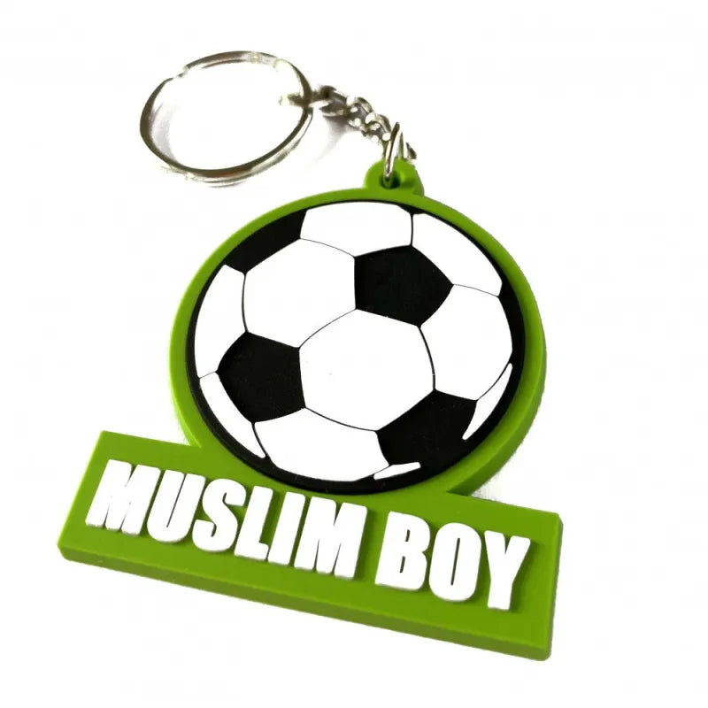 Groene voetbal sleutelhanger met Muslim boy tekst, ideaal voor sleutelhanger -muslim boy