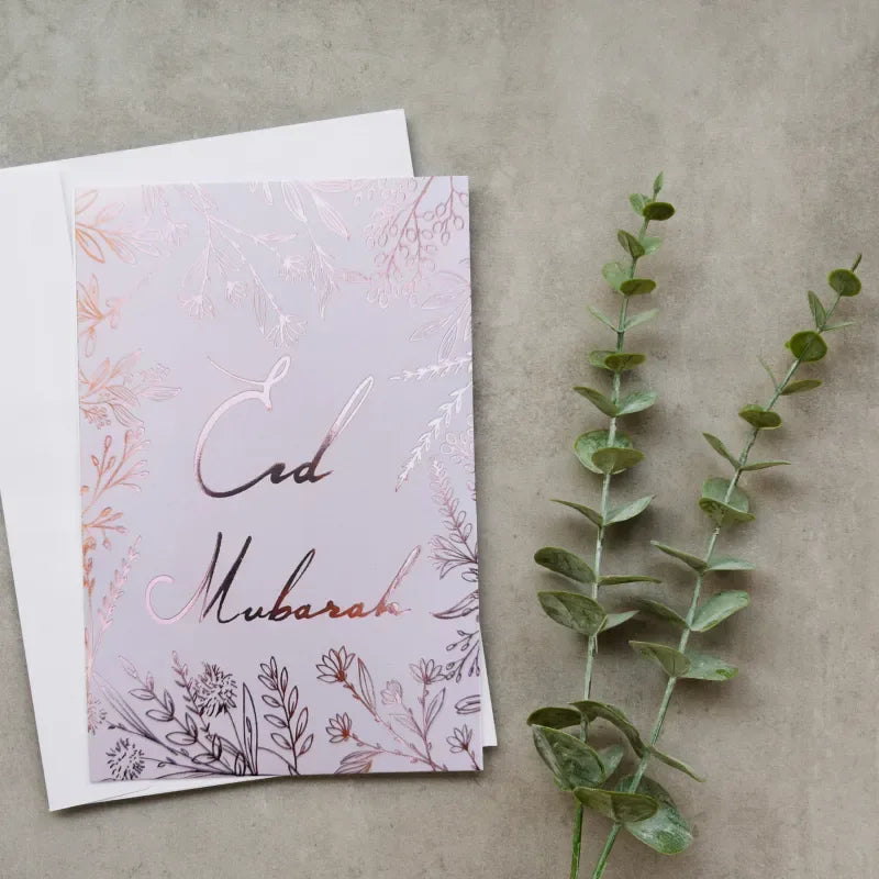 Wenskaart Eid mubarak -rosé goud (per 6 verpakt) - Islamtoys.eu